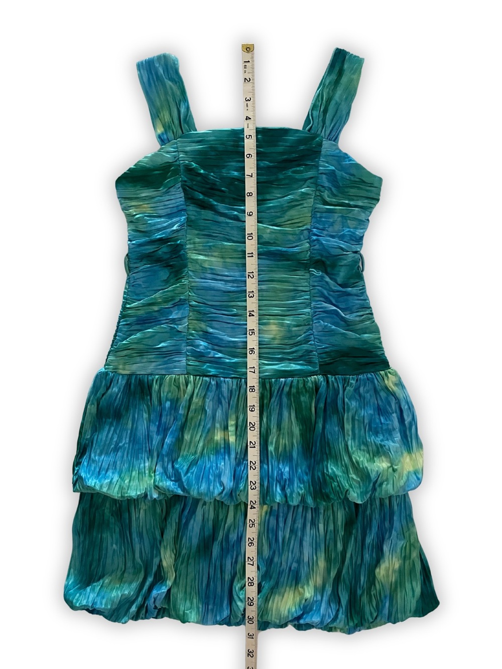 My Michelle Blue Green Ruched Tiered Party Dress Size 12 - Picture 9 of 9